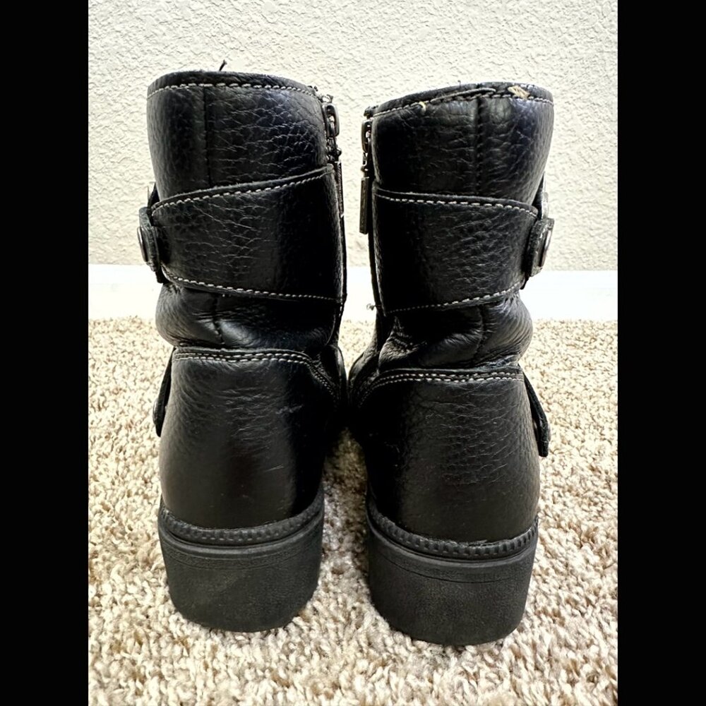 Black Milwaukee Motorcycle Boots Leather Round Toe Ankle Vintage Oil Resistant 8 - Picture 6 of 11